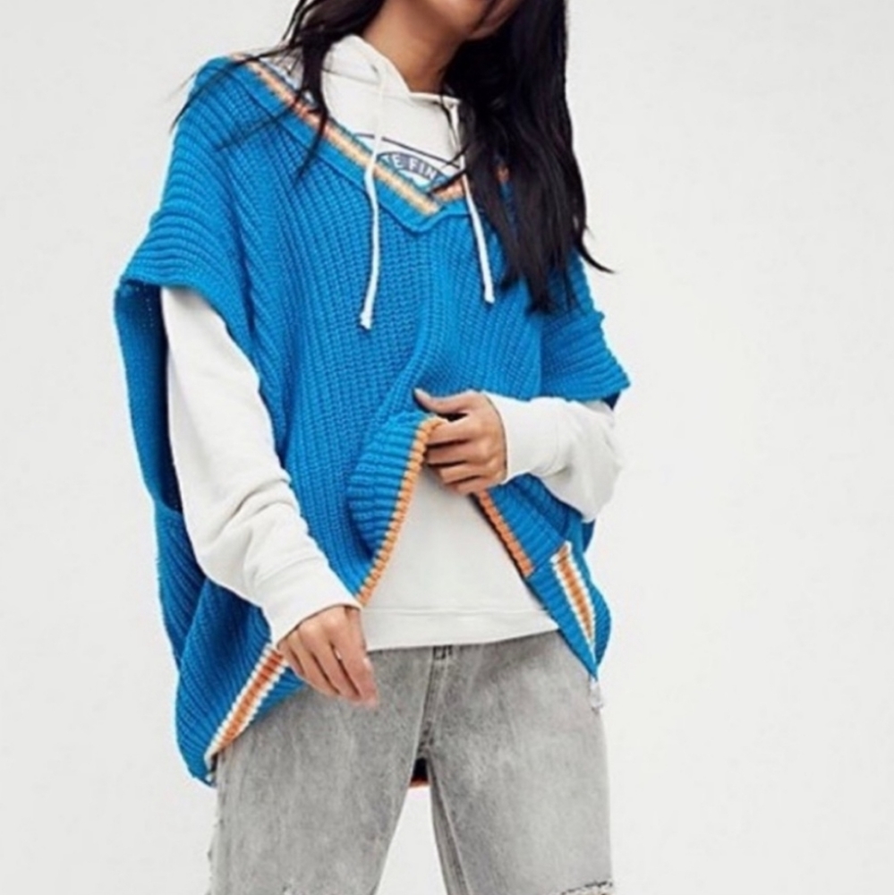 Free People Blue Stripe Clyde Sweater Vest